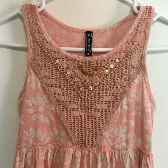Free People Beaded Crochet Pink/White Tank Top - Picture 3 of 7